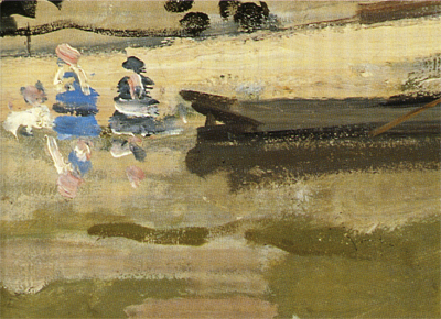 detail overkant water; De Seine bij Bennecourt; Claude Monet