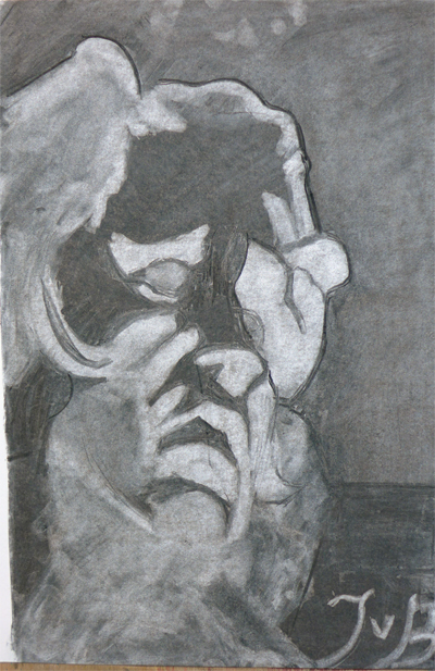 Charcoal study of a cast (Barberini Faun) || Houtskool studie van een gipsen beeld (Barberini Faun)