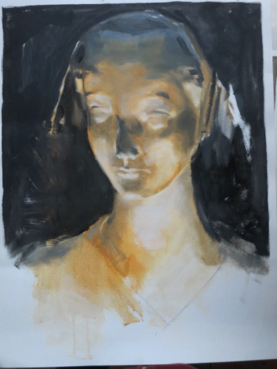 Oilpainting study after a plaster cast of a woman (Renaissance) || Olieverf studie naar een gipsenreliëf van een vrouw (Renaissance)
