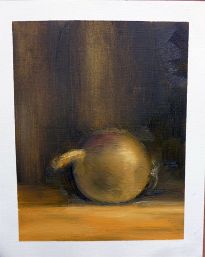 Oilpainting study of a still life with an onion || Olieverfstudie naar een stilleven met ui