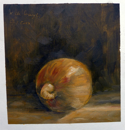 Oilpainting study after an onion || Olieverfstudie naar een uit