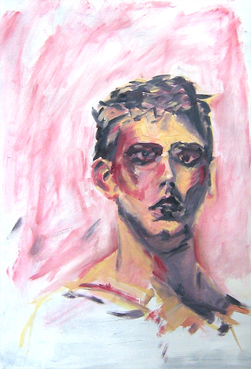 Oilpaint study made by Gideon in two sessions on April 14 and 16 in the direct painting methode. Model Joost in cooperation with visagist/ stylist Frank Waterberg. Olieverfstudie in twee sessies door Gideon in alla prima techniek. Model Joost in samenwerking met visagist en stylist Frank Waterberg.