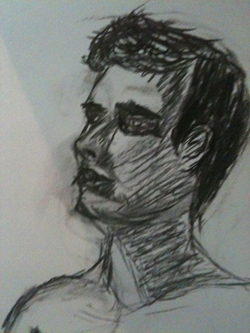 Joost door Job, houtskoolschets. / Joost by Job, sketch in charcoal.