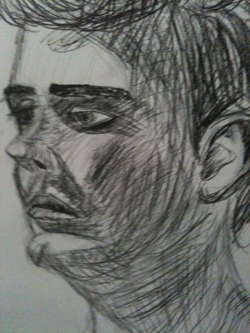 Joost by Job, houtskoolschets./ Joost by Job, charcoal sketch.