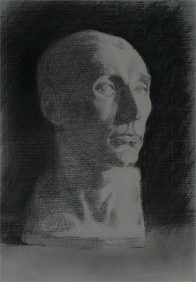 Peter Eurlings,Cast study in sight size technique, charcoal,42cmx30cm, 2008