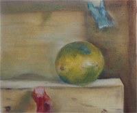 20-11-2009, Kleurenmengoefening in olieverf, limoen en kleur in traditionele compositie.