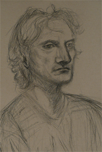 27-11-2009, Portrettekenstudie in houtskoolpotlood op papier. 